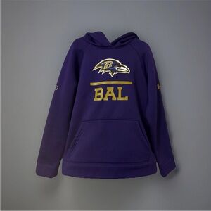 Under Armour youth small Baltimore Ravens purple Hoodie with Gold Accents, NFL